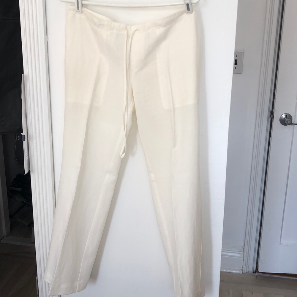 Linen blend off white pants
